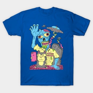 Cat Zombie UFO T-Shirt